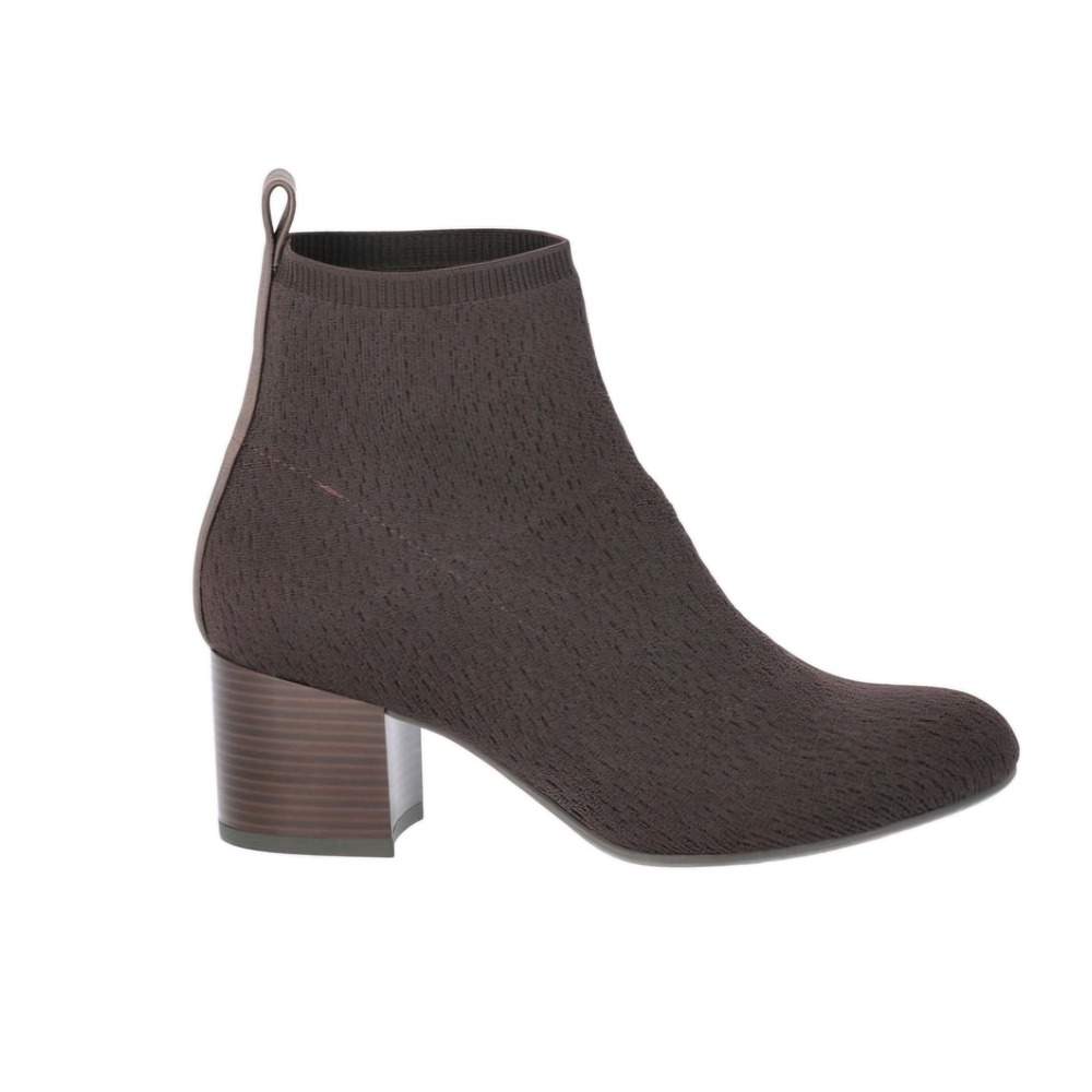 Time and Tru Womens Size 7 Knit Sock Boots Brown Block Heel Ankle Booties